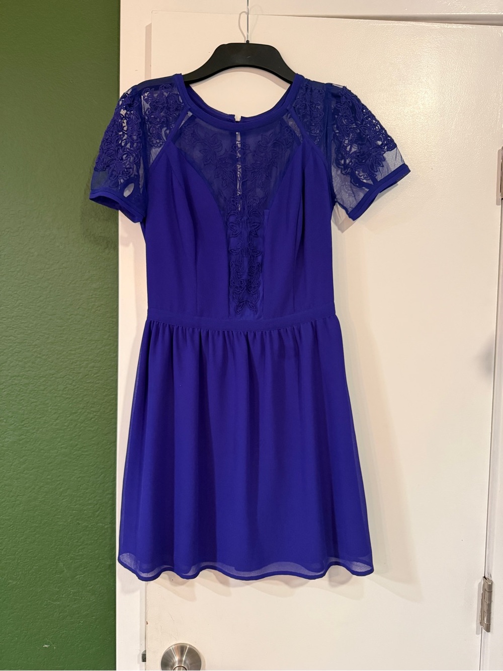 Kimchi Blue Cobalt Blue Lace-Accent Mini Dress